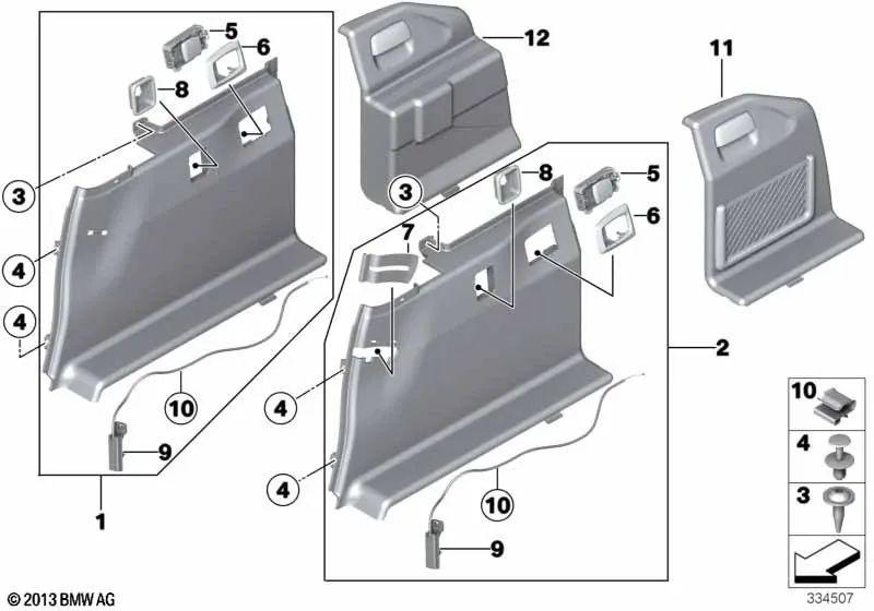 Right boot liner for BMW F11, F11N (OEM 51477234738). Original BMW