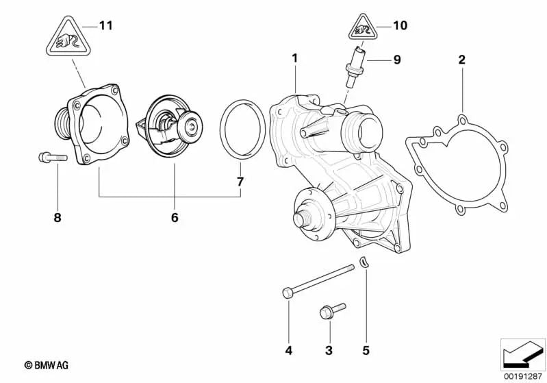 Bomba de refrigerante mecánica para BMW E39, E38, E31 (OEM 11510393340). Original BMW.