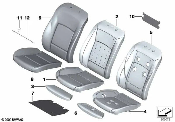 Fundas de Respaldo de Asiento Deportivo de Cuero para BMW Serie 5 F07, F10, F11, F18, Serie 7 F01, F02, F04 (OEM 52107231174). Original BMW