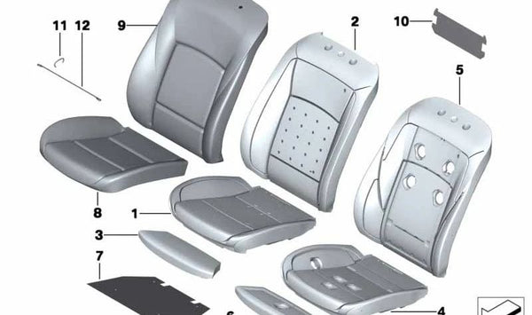 Funda de Asiento Confort Cuero Clima para BMW Serie 5 F07, F10, F11, F18, Serie 7 F01, F02, F04 (OEM 52107232278). Original BMW