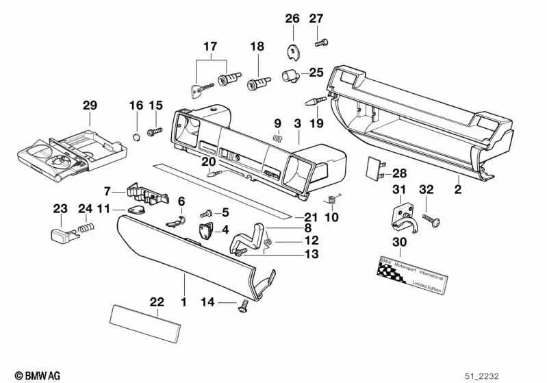 Botón de presión para BMW Serie 3 E36 (OEM 51168122464). Original BMW