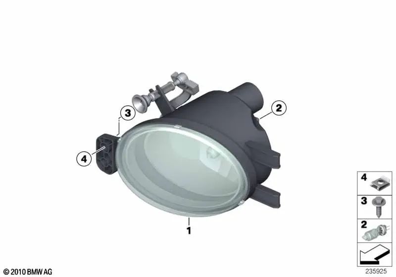 Faros antiniebla derecho para BMW Serie 1 E82, E88 (OEM 63177273448). Original BMW.