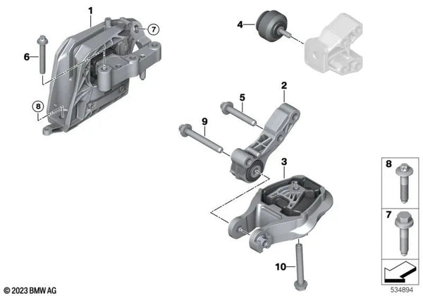 Tornillo combinado ASA para BMW Serie 2 U06, X1 U11, U12 (OEM 07149894131). Original BMW