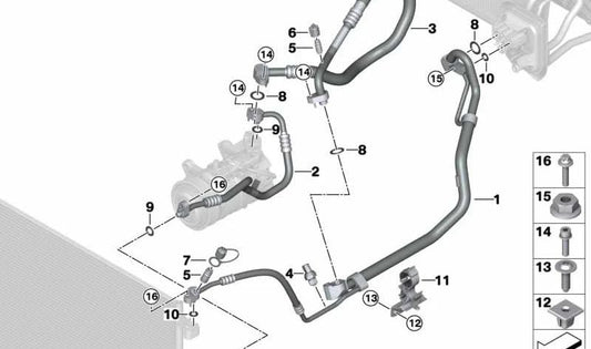 Tubería de Presión para BMW X3 G01, G01N, X4 G02, G02N (OEM 64539354551). Original BMW