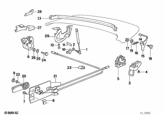 Bowden lever for BMW Series 5 E34 (OEM 51238102498). Genuine BMW.