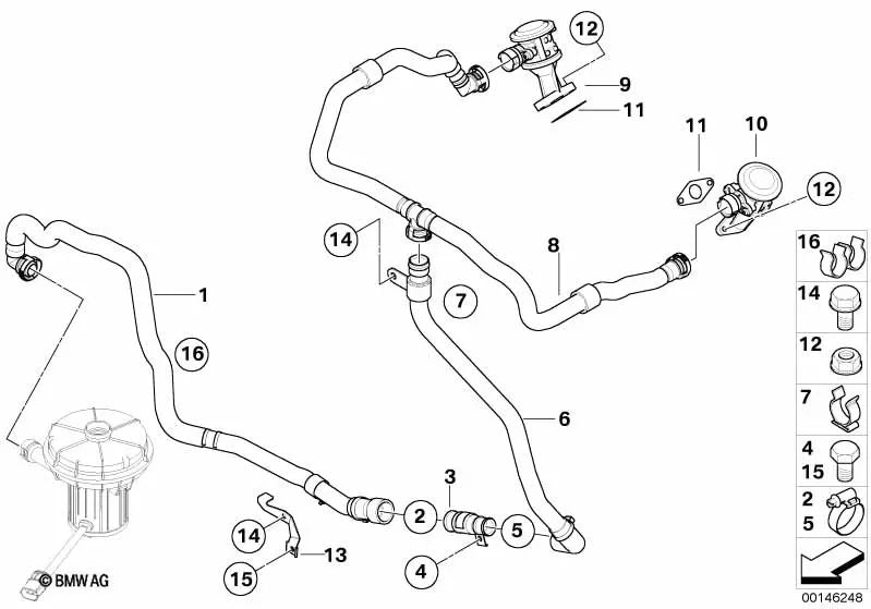 Druckleitung para BMW E60, E61N Serie 5, E63, E64 Serie 6 (OEM 11727835047). Original BMW.