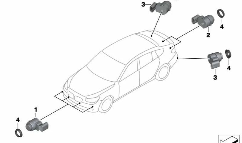 Sensor ultrasónico azul imperial para BMW F07, F10, F11, F18, F06, F12, F13, F01, F02, F04 (OEM 66209233036). Original BMW.