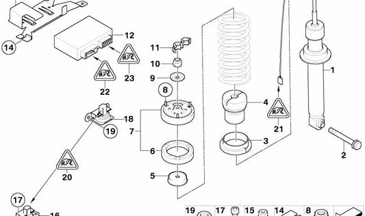 Amortiguador adicional trasero para BMW Serie 5 E60 (OEM 33532282524). Original BMW