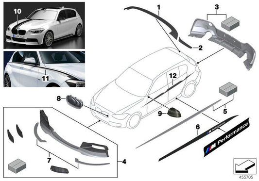 Spoiler Alerón Trasero ///m Performance Mate (Pintable) Para Bmw Serie 1 F20 Y F21. Original De