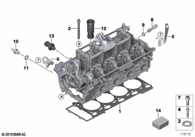 Juego de juntas para culata sin amianto para BMW E53 (OEM 11120306824). Original BMW