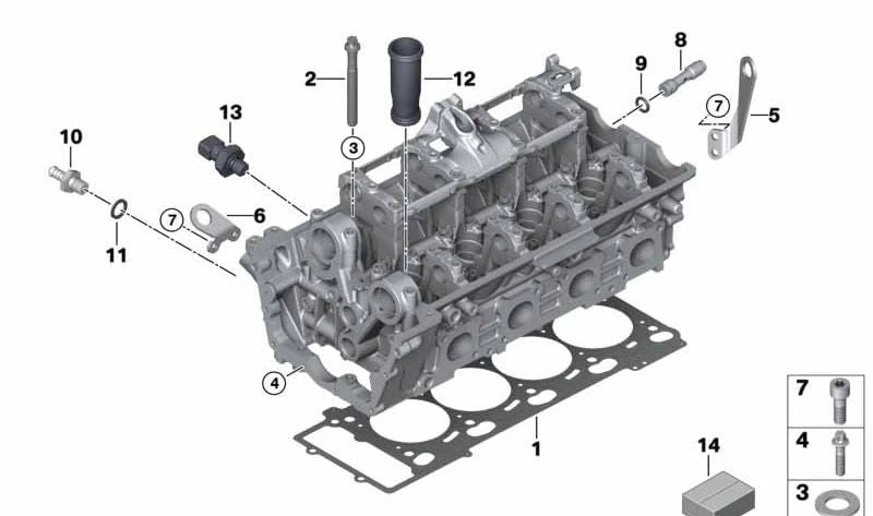 Juego de juntas para culata sin amianto para BMW E60, E61, E63, E64, E65, E66, E70 (OEM 11127551822). Original BMW