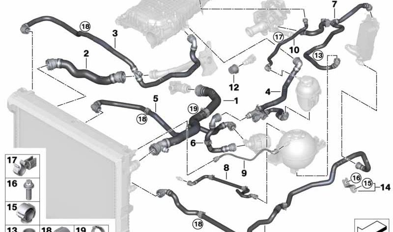 Coolant Hose-Engine Coolant for BMW X3 G01, X4 G02 (OEM 17127535560). Original BMW