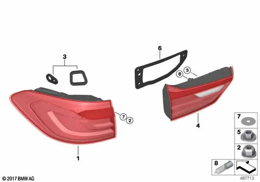 Junta de la luz trasera lateral izquierda para BMW Serie 5 G31 (OEM 63217475845). Original BMW