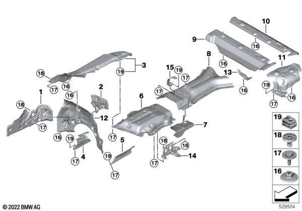 Aislamiento térmico del silenciador delantero para BMW G07, G07N (OEM 51487424935). Original BMW