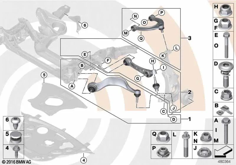 Reparación brazo de control inferior izquierdo para BMW F10, F11, F06, F12, F13 (OEM 31122450833). Original BMW