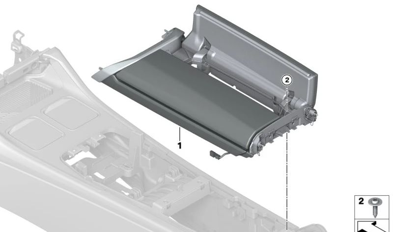 Reposabrazos central OEM 51165A2C0E2 para BMW. Compatible con todos los modelos: Serie 1 (F20, F21), Serie 2 (F22, F23, F45, F46), Serie 3 (F30, F31, F34), Serie 4 (F32, F33, F36), X1 (F48). Original BMW.