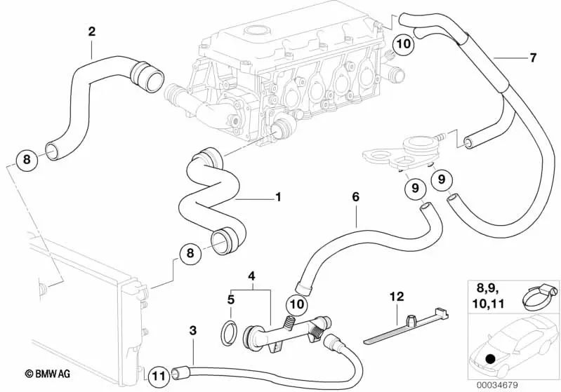 Connecting ring for various BMW models/series (OEM 11531709232). Genuine BMW