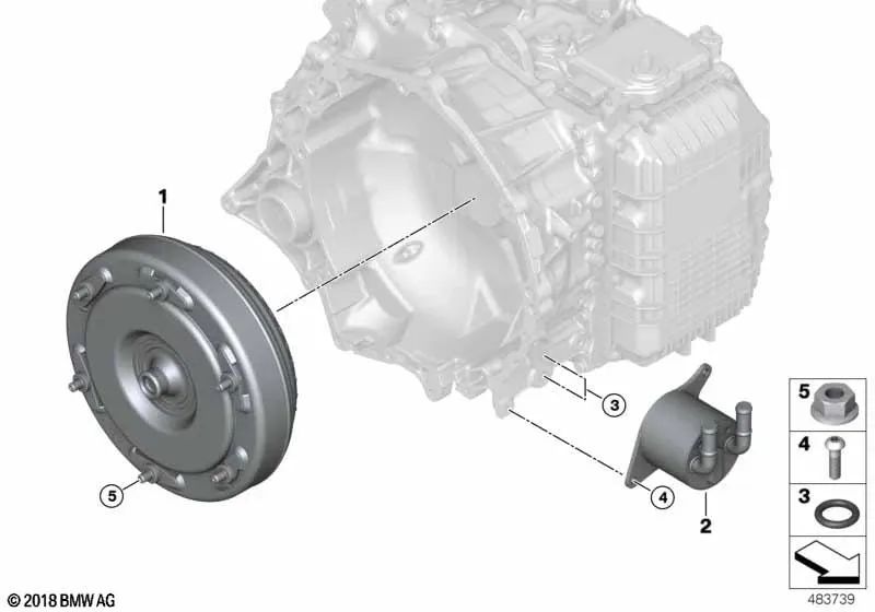 Convertidor de par para BMW F40, F44, F45N, F46N, F48, F48N, F39. Original BMW (OEM 24408699937)