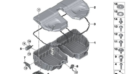 Tornillo hexagonal con arandela OEM 61258624724 para BMW G30, G31, G11, G12. Original BMW.