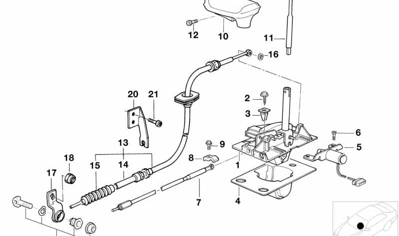 Palanca de cambio para BMW E36, E34 (OEM 24511218233). Original BMW