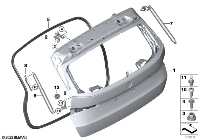 Anlenkhebel derecho para BMW U11, U12 (OEM 51249450472). Original BMW.