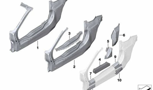 Rear Upper Right Lower Reinforcement Plate OEM 41007393532 for BMW i8 (I12, I15). Original BMW.