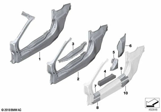 Right side skirt appendage for BMW I12, I12N, I15 (OEM 41007323564). Original BMW