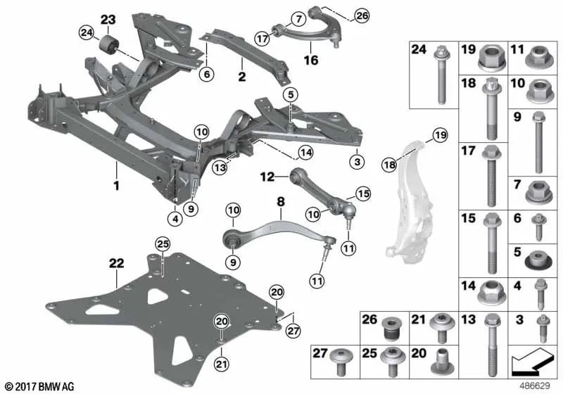 Querstrebe for BMW i I12, I12N, I15 (OEM 31106858206). Genuine BMW