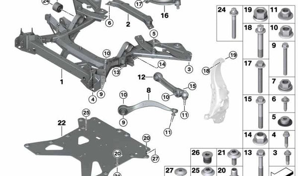 Tuerca remachable plana OEM 31106870734 para BMW I12 (i8), I15 (i8 Roadster). Original BMW.