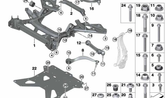 Sechskantschraube mit Waschmaschine für BMW I12, I15 (OEM 31106862760). Original BMW