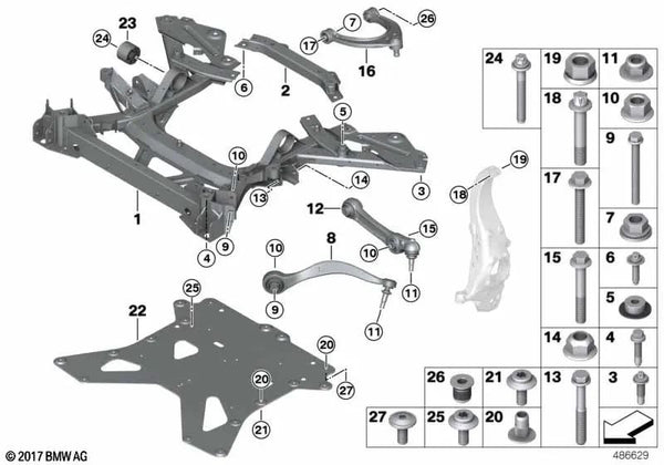 Querstrebe para BMW i I12, I12N, I15 (OEM 31106858206). Original BMW