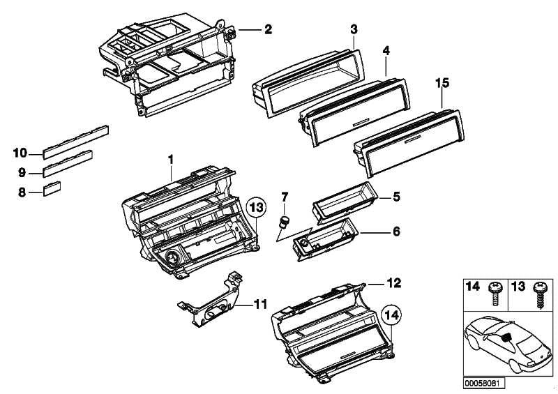 Suplemento Delantero Consola Central. Con Tapa Para Bmw E46 . Original Recambios