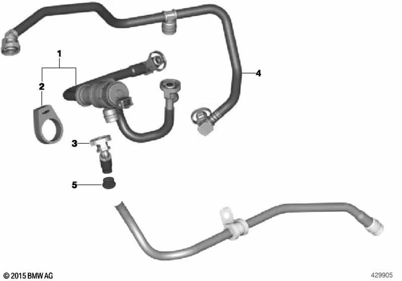 Bomba de vórtice con tuberías para BMW F20, F21, F22, F23, F87, F30, F31, F34, F32, F33, F36 (OEM 13907604938). Original BMW.