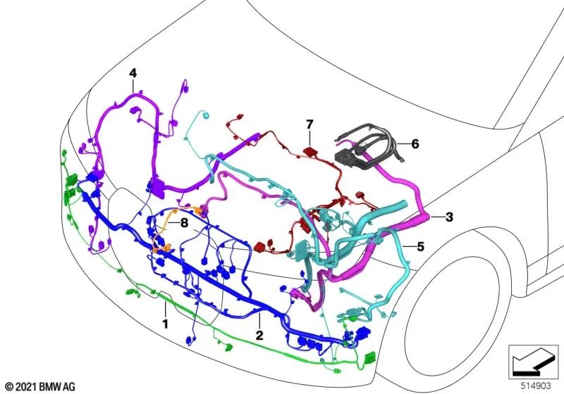 Juego de cables de repuesto del ventilador eléctrico para BMW i I20 (OEM 61115A3BEC7). Original BMW