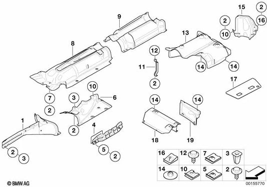 Thermal insulation tunnel/tank for BMW E65, E66 (OEM 51487036674). Original BMW