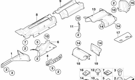 Aislante térmico derecho OEM 51487020342 para BMW Serie 7 E65, E66. Original BMW