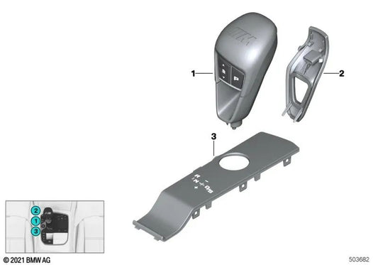 Embellecedor de cuero para el selector de marchas para BMW G87, G80, G81, G82, G83, F91, F92, F93, F97N, F98N, F95, F95N, F96, F96N (OEM 61319502003). Original BMW.