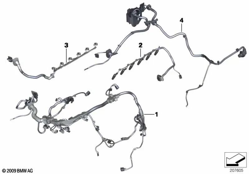 Arnés de cableado del módulo del motor para BMW Serie 5 F10N, F11N (OEM 12518514874). Original BMW.