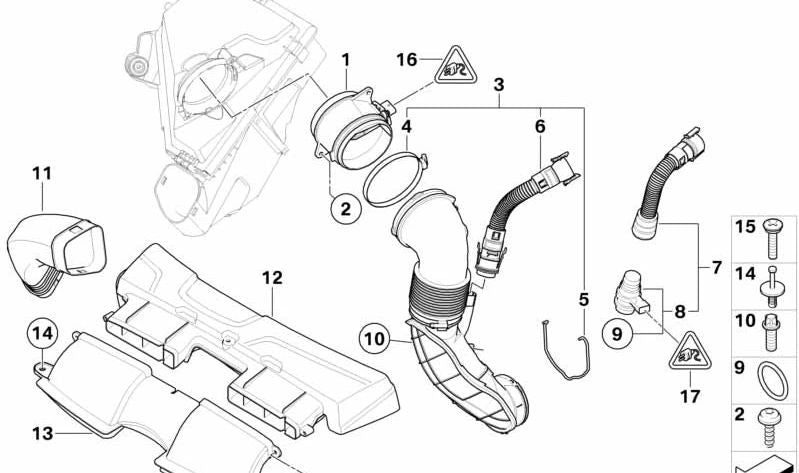 Conducto de aire OEM 13717797470 para BMW Serie 3 (E90, E91, E92, E93). Original BMW.