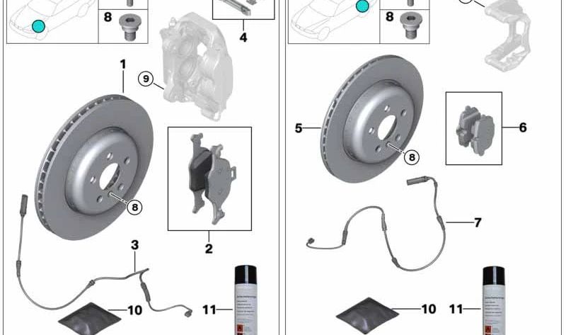 Disco de freio ventilado 34118854273 para BMW G30, G31, G08. BMW original.