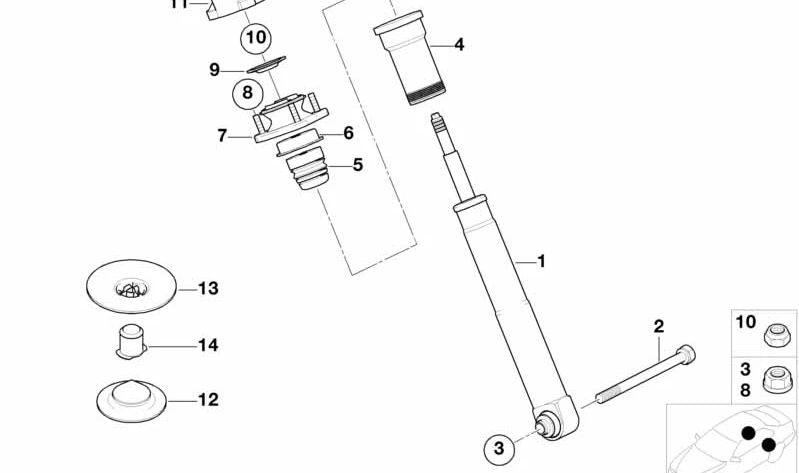 Amortiguador adicional trasero OEM 33531093924 para BMW Serie 5 (E39). Original BMW.