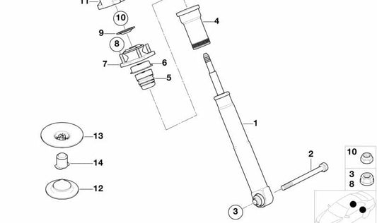 Amortiguador trasero para BMW Serie 5 E39 (OEM 33521095096). Original BMW