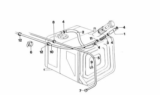 Tubo de combustible OEM 16122161108 para BMW Serie 3 (E36), Serie 5 (E34), Serie 7 (E32). Original BMW.