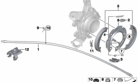 Handbremskabel für die BMW 3 F30 -Serie, F31, F35N, 4 F32 -Serie, F33, F36 (OEM 34406792268). Original BMW