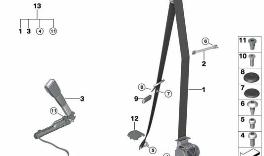 Corrente de segurança da frente direita 72117309314 para BMW F20, F21, F30, F31, F34, F80, F36. BMW original