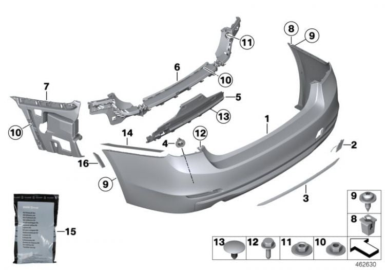 Tapa Cubierta Argolla Remolque Arrastre Parachoques Trasero Imprimado Para Bmw F30. Original