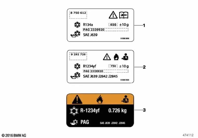 Coolant information label for BMW X3 F25, X4 F26 (OEM 71239384994). Genuine BMW.