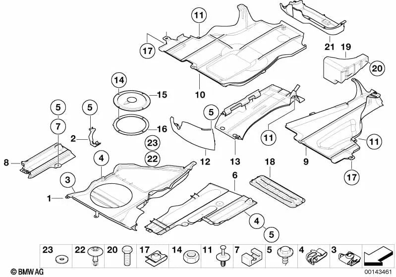 Cubierta del bajo del coche para BMW E46 (OEM 51717892122). Original BMW.