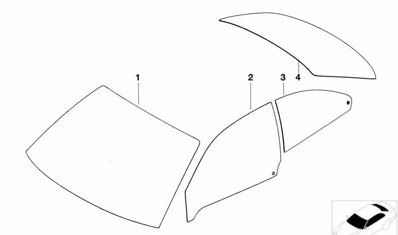 Rechts grünes Klappfenster für BMW E46 (OEM 51368209404). Original BMW