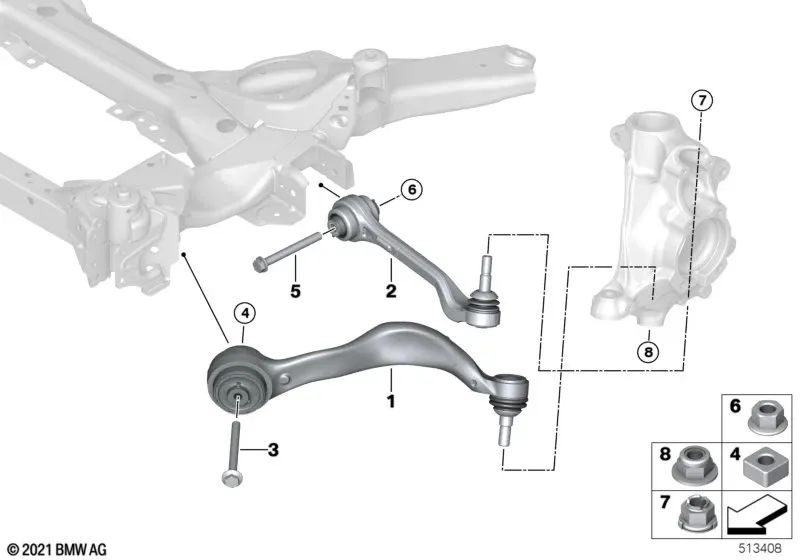 Tie Rod with Left Hydraulic Support for BMW Series 4 G26 (OEM 31106895683). Genuine BMW.